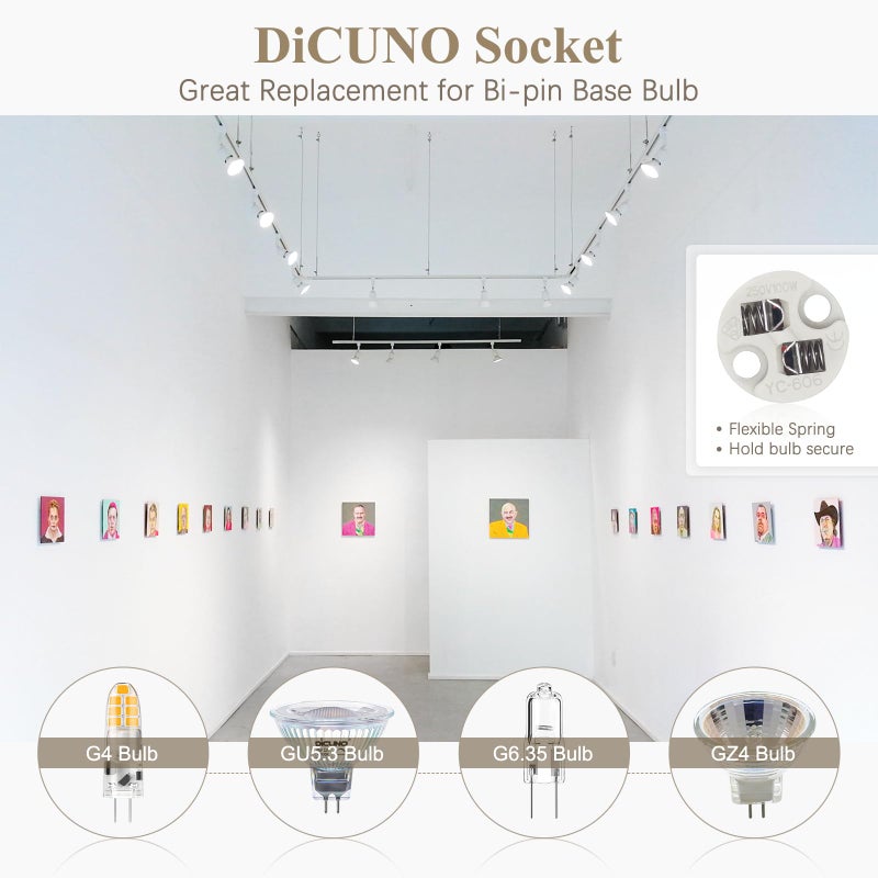 DiCUNO G4, GU5.3 Bi-Pin Ceramic Base Socket, MR16, MR11 Halogen Incandescent LED Bulb Holder Wire Connector (6pcs) - Image 3